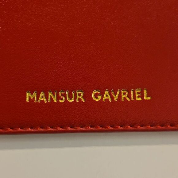Bold Red Leather Mansur gavriel Clutch with Wrist Strap - Picture 2 of 5